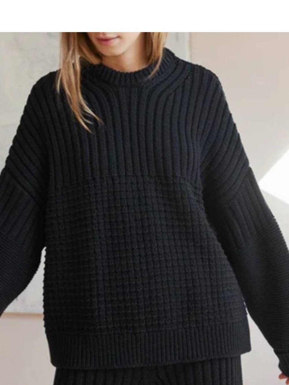 The Knotty Ones Delcia Black Cotton Knit Sweater